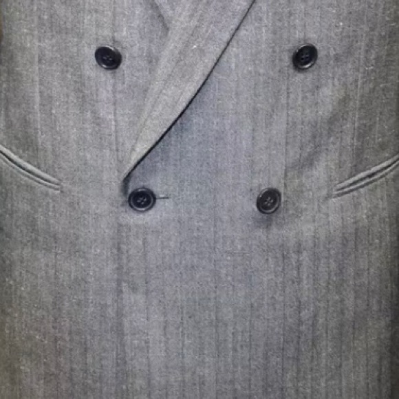 Pierre Cardin Men Blazer Gray Pin Stripe 38R Wool Blend Double Breasted Lined - Picture 15 of 15